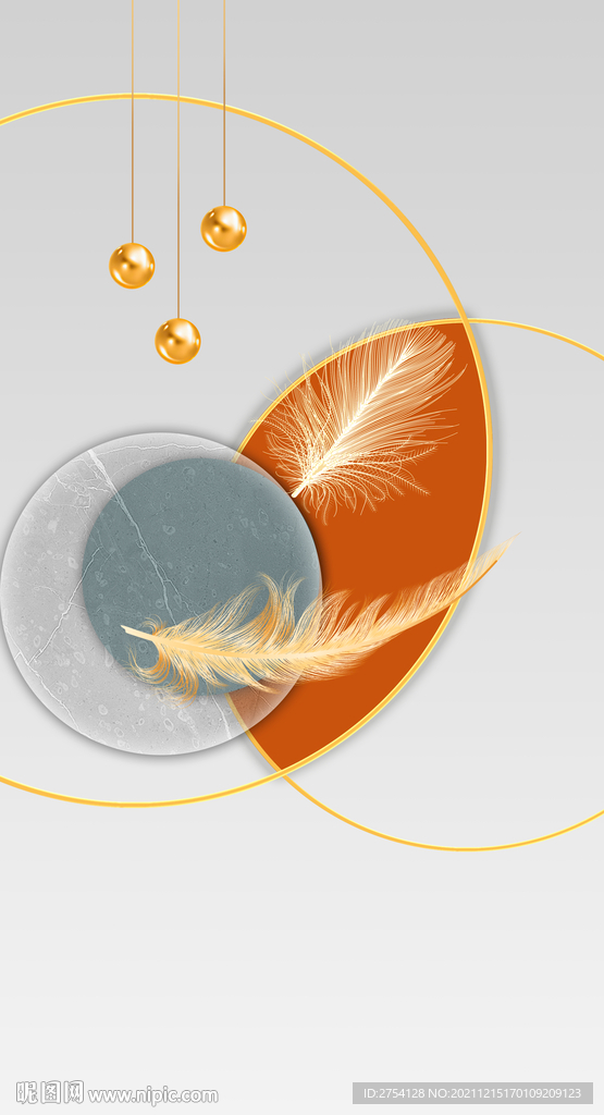 晶瓷画线条抽象画玄关羽毛