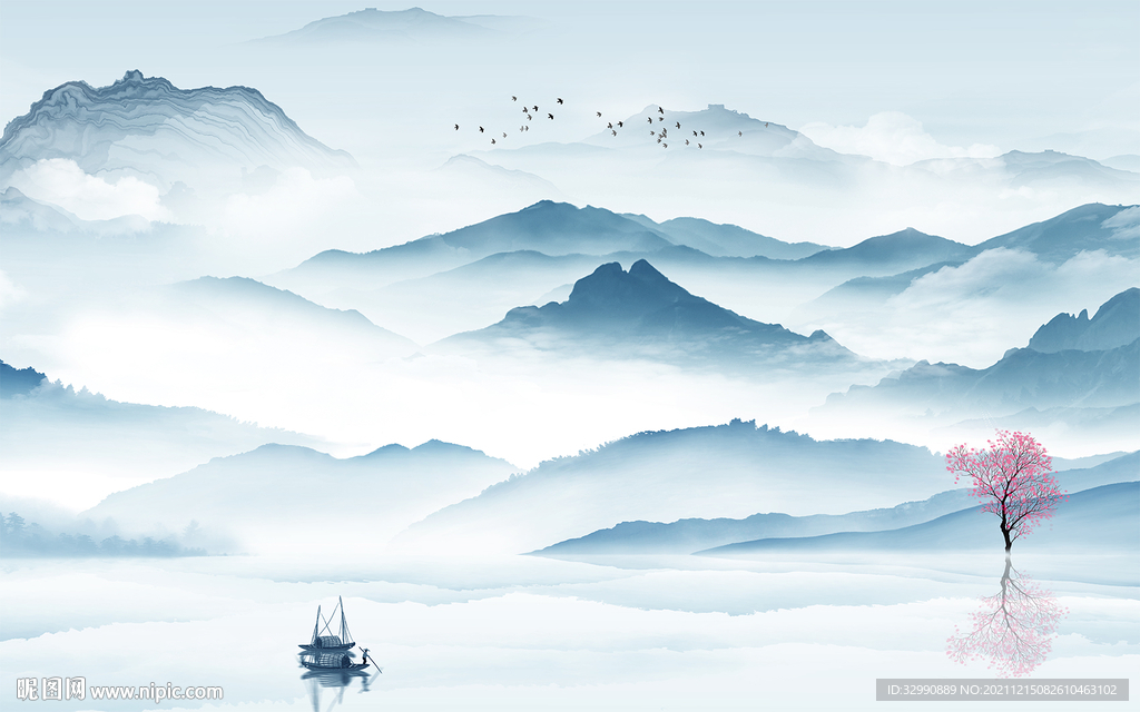 现代 意境山水新画 TIF分层