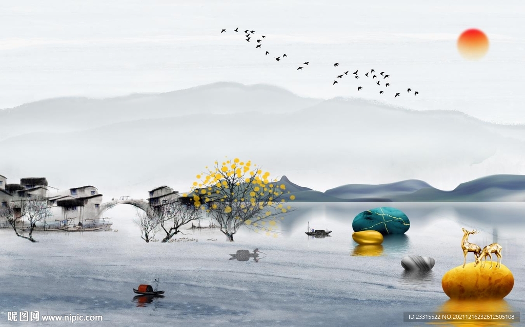 新中式电视背景墙