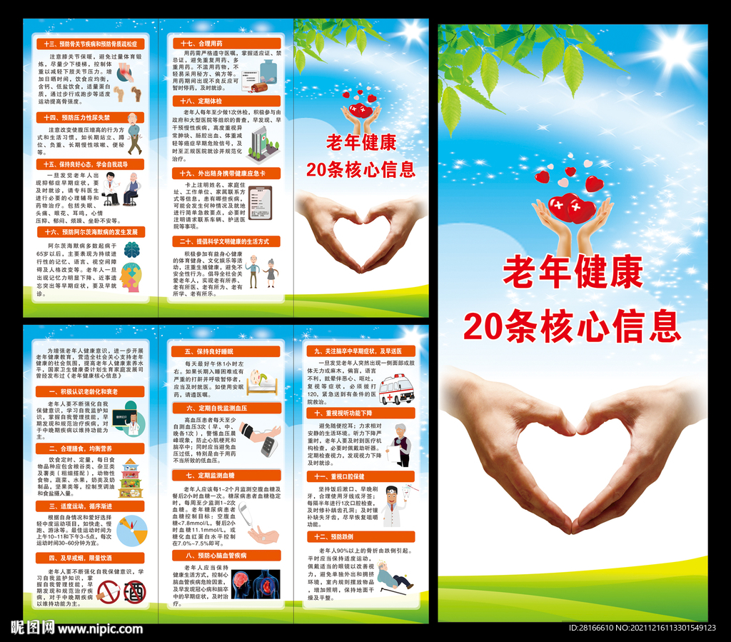老年健康核心信息20条三折页
