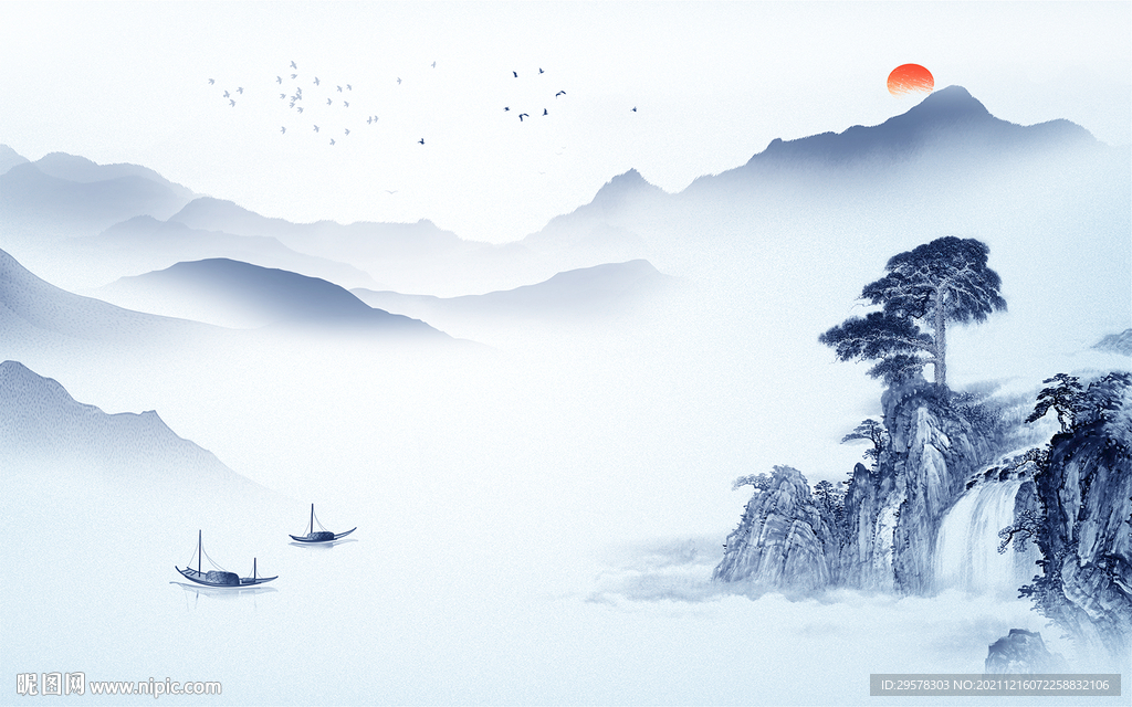 大气 客厅新山水画 TIF分层