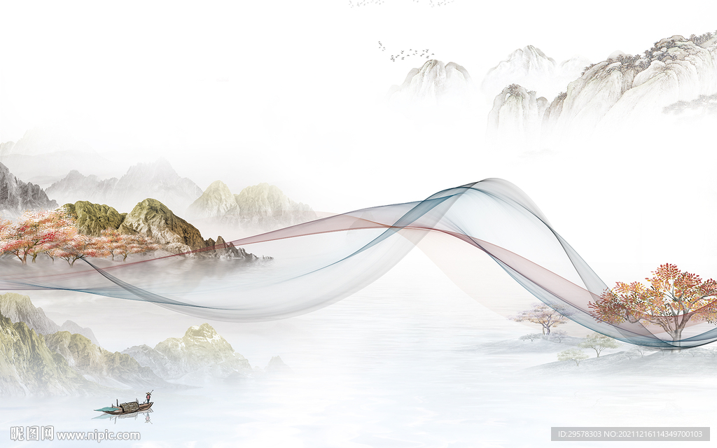 高档 客厅新山水画 TIF分层