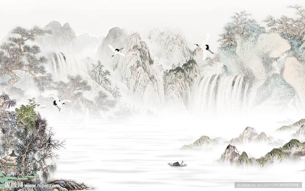 高端客厅背景山水 TIF文件