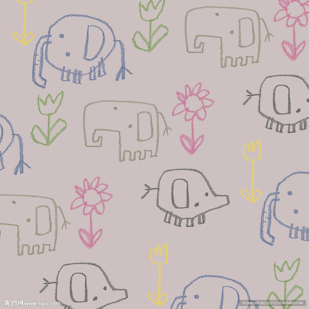 大象图案花型底纹