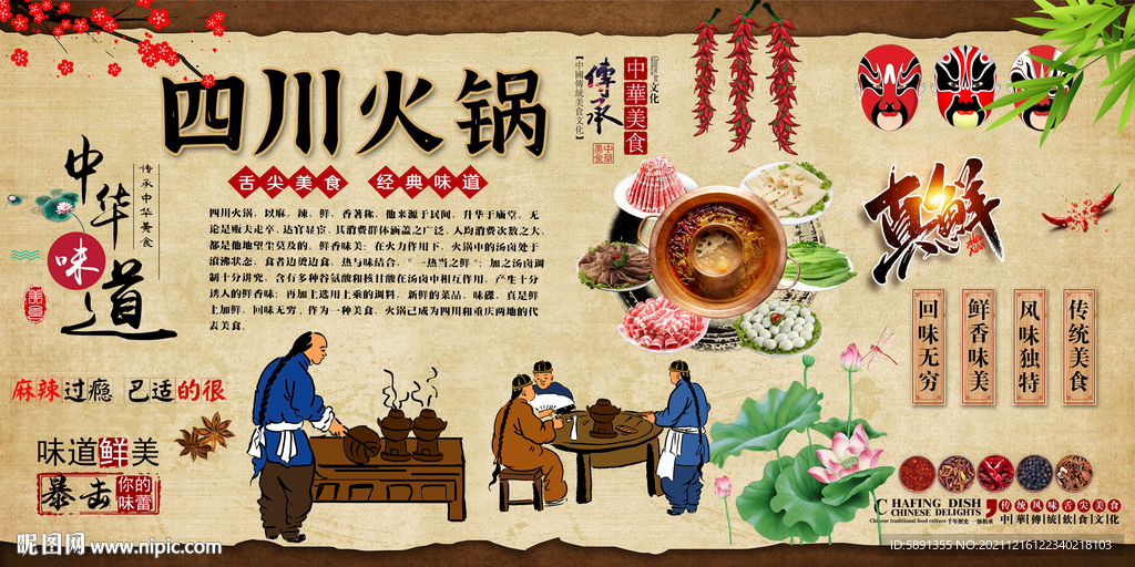 四川火锅背景墙
