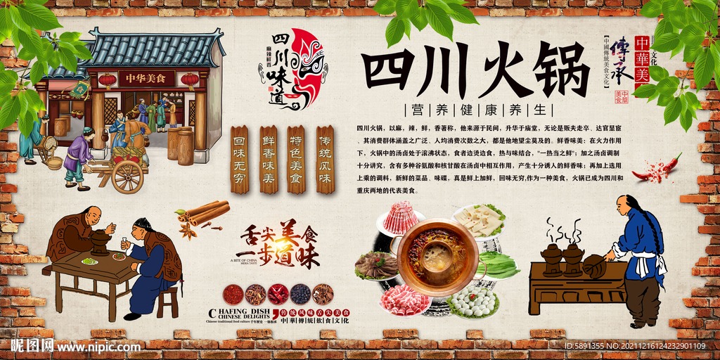 四川火锅背景墙