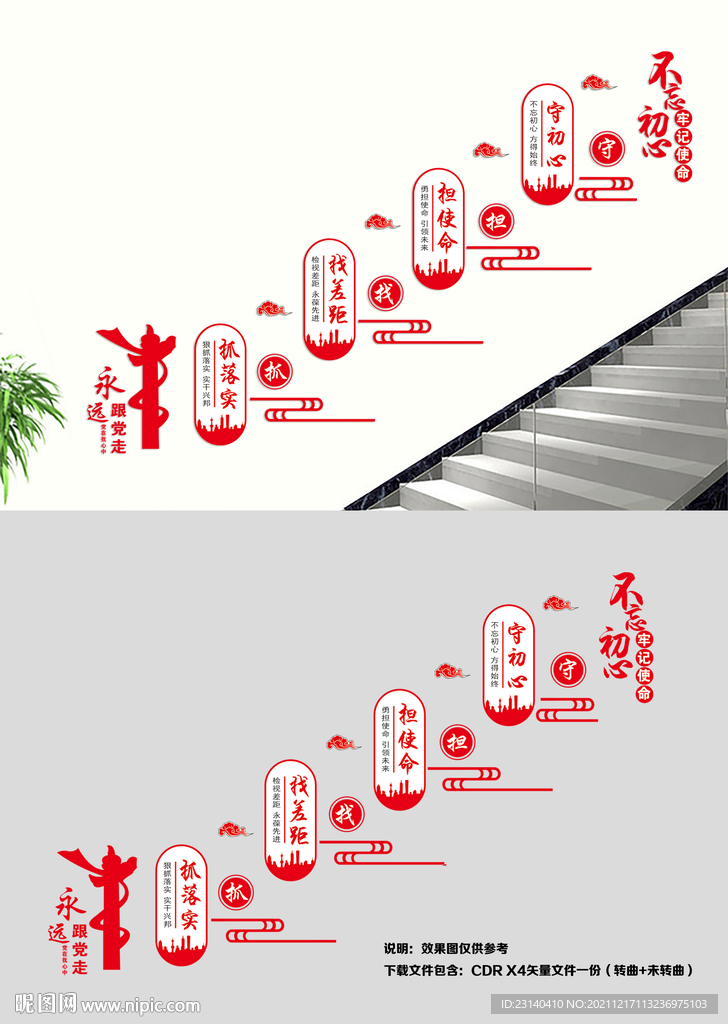 守初心担使命楼道党建文化墙