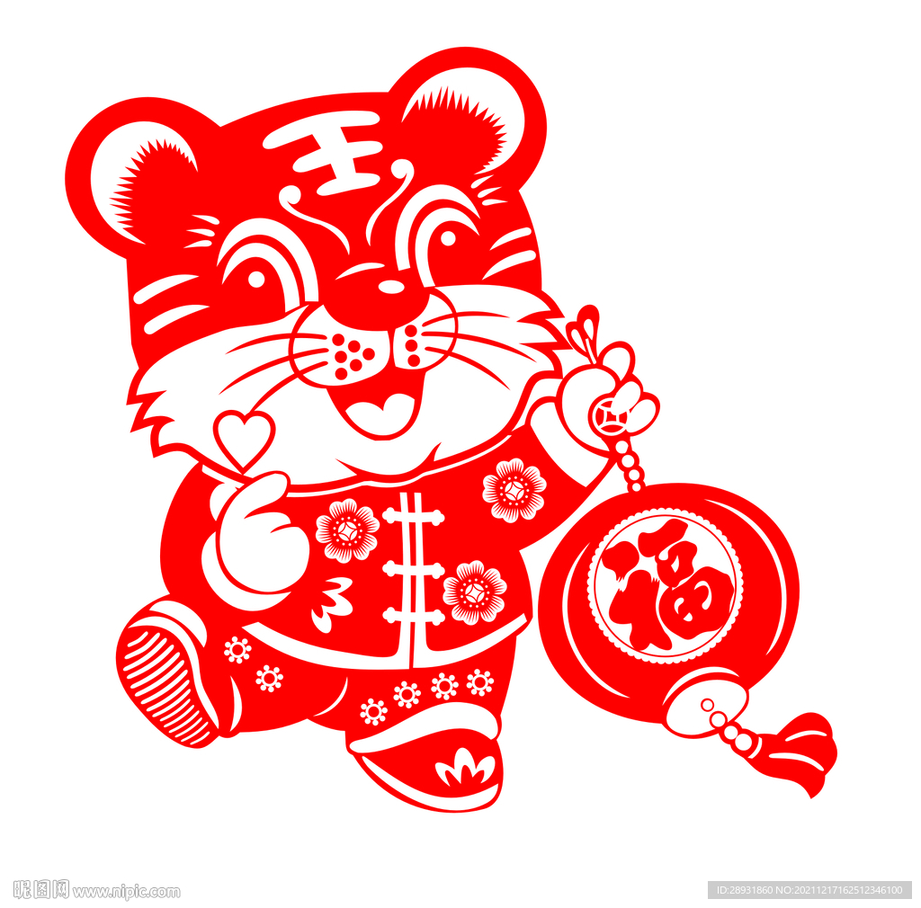 虎年剪纸卡通老虎剪纸