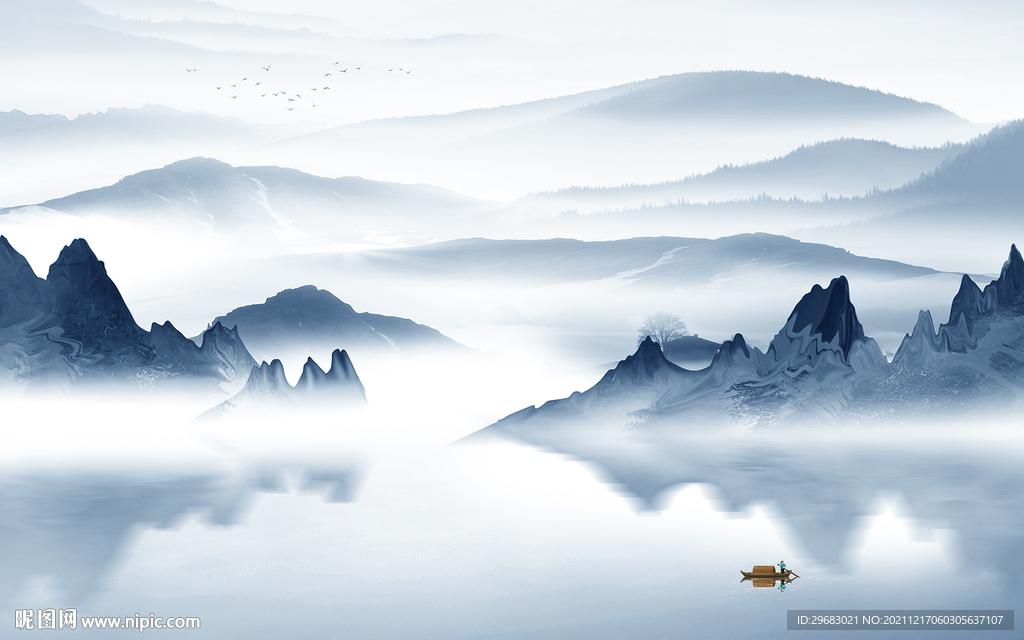 新中式意境简约山水 TIF文件