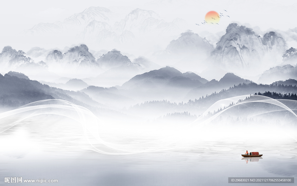 背景墙意境简约山水 TIF文件