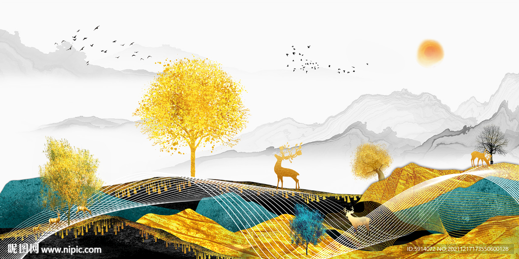 晶瓷画抽象画山水风景画