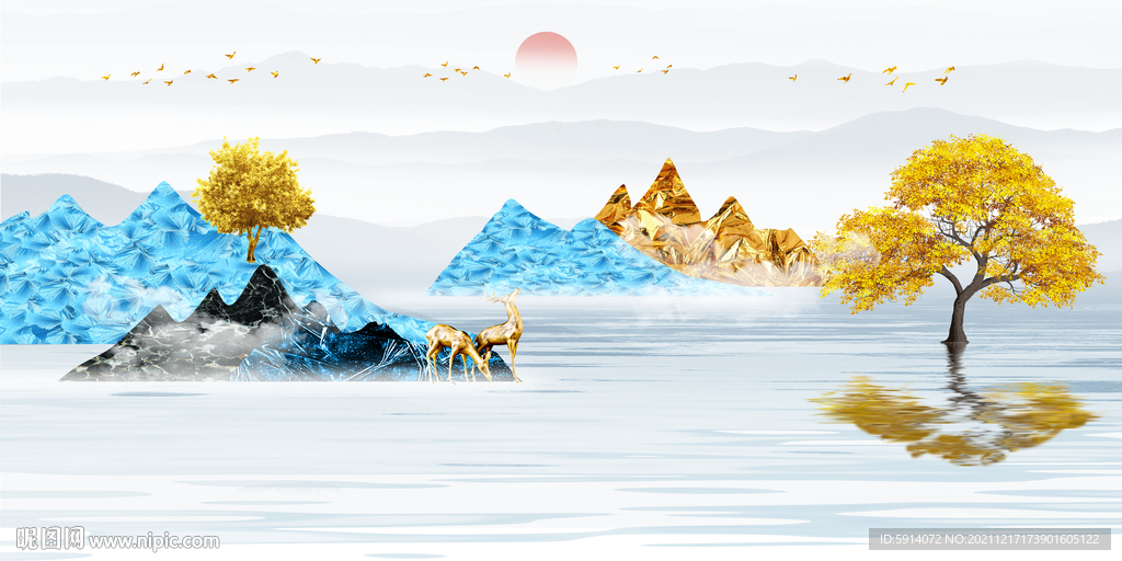 晶瓷画抽象画山水风景画