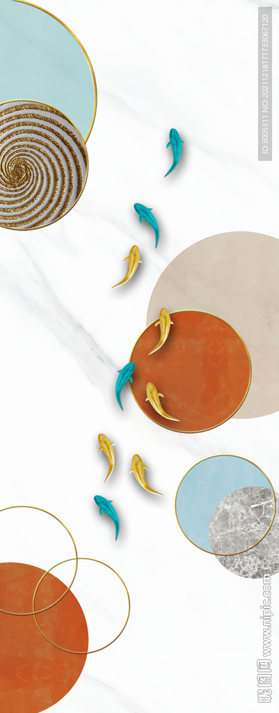 晶瓷画圆圈金鱼