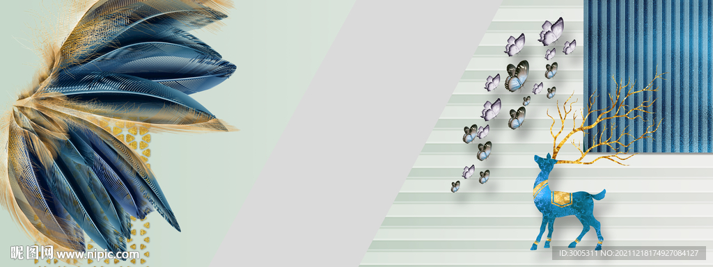 晶瓷画羽毛麋鹿