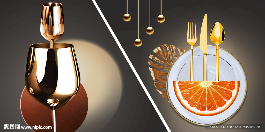 晶瓷画抽象画餐厅餐具红酒杯