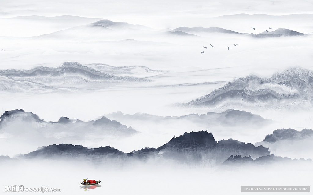 人气 山水客厅画 tif分层图