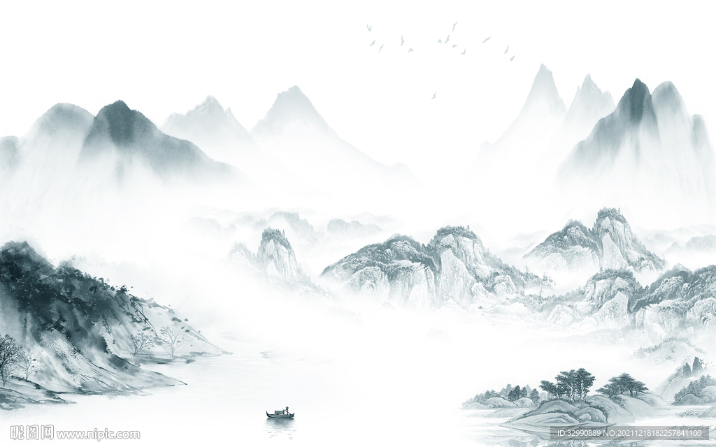 中式 爆款山水新画 TIF分层