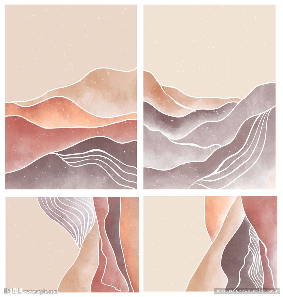 新中式山插画
