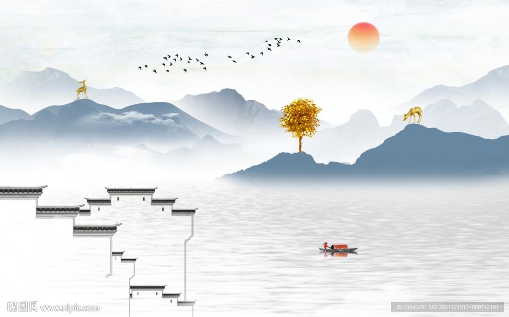 新中式电视背景墙