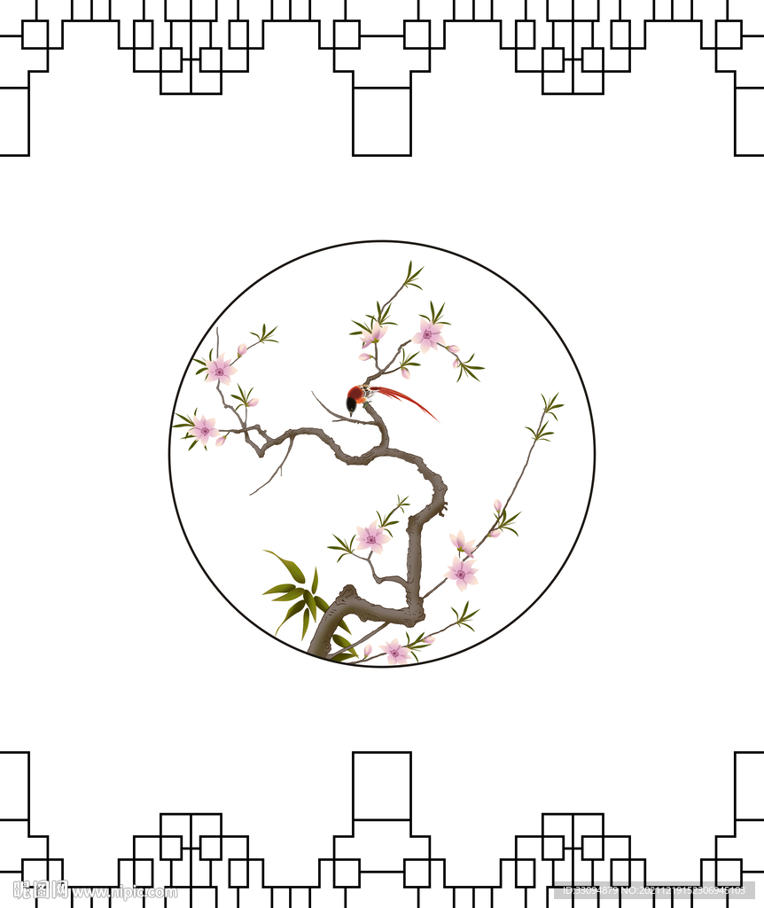 高清分层透明底推拉门打印图