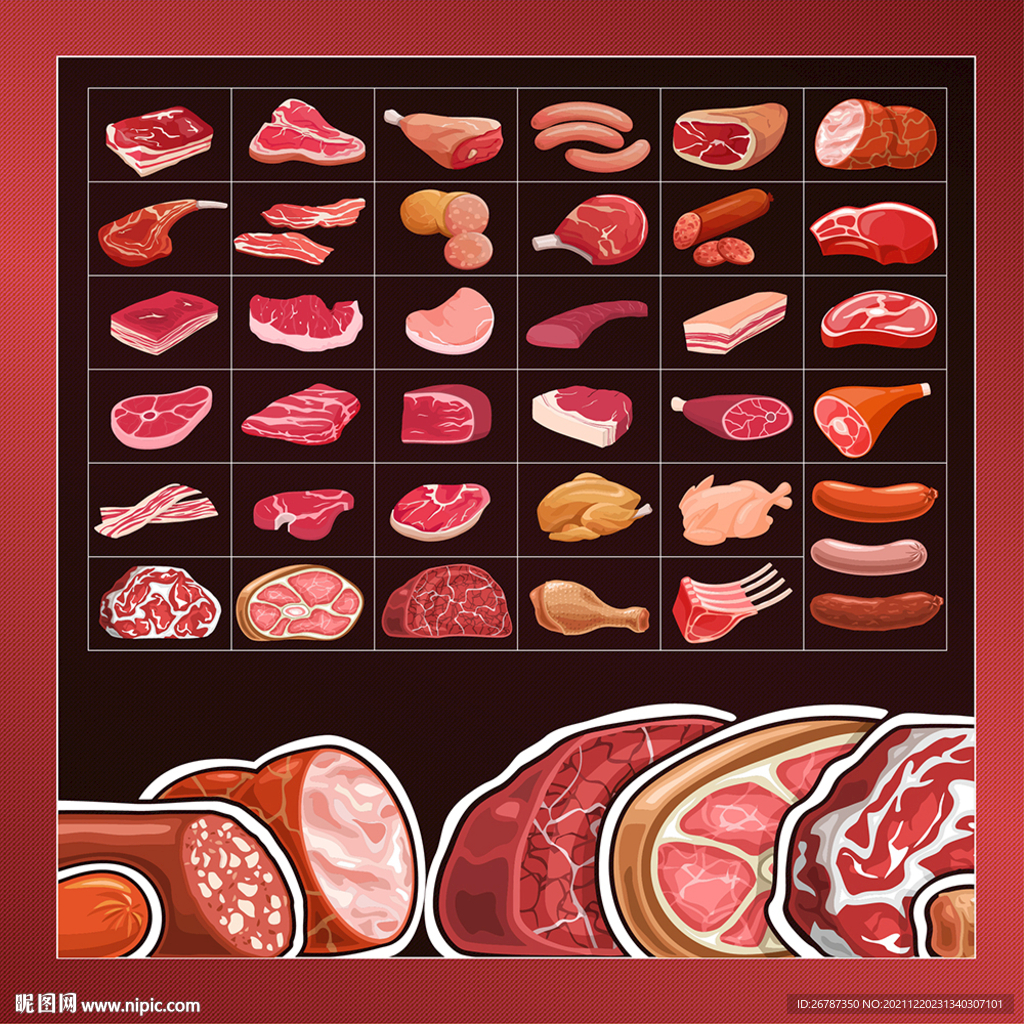 矢量肉类食品系列