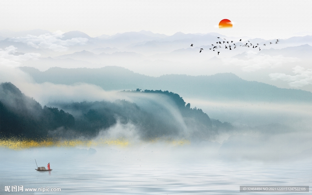 意境水墨山水画