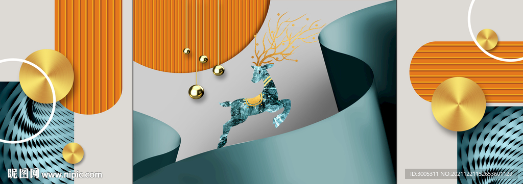 晶瓷画抽象画麋鹿