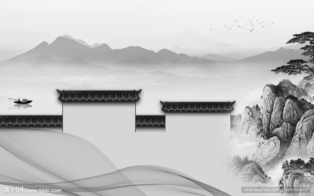 爆款现代客厅山水 TIF分层