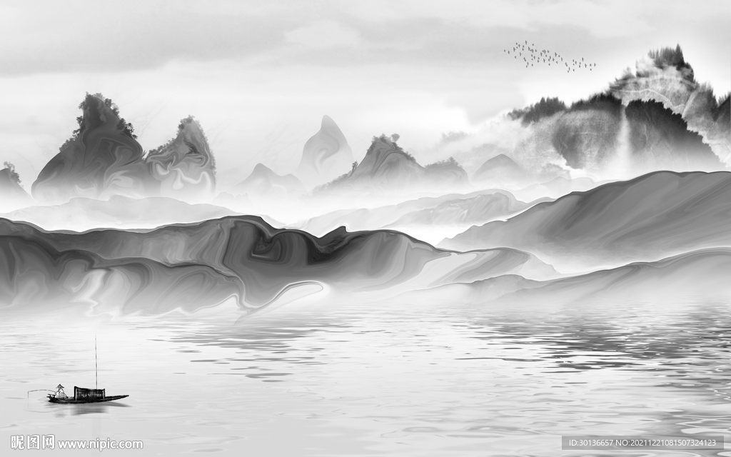 大气电视灰色山水 TIF分层