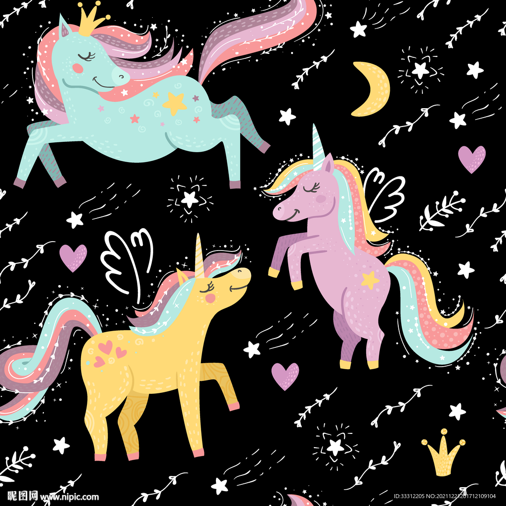 独角马 花朵 叶子 花丛  