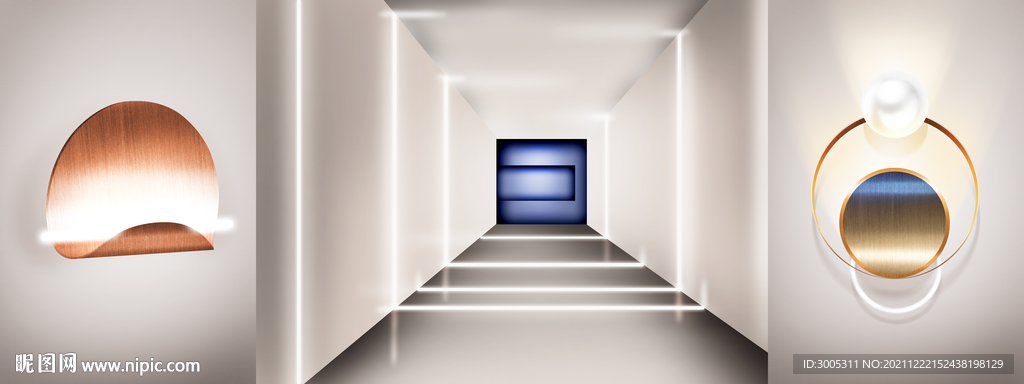 晶瓷画光影画圆形三联画