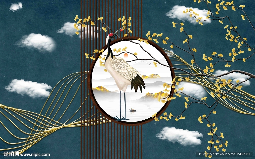 新中式格栅背景墙