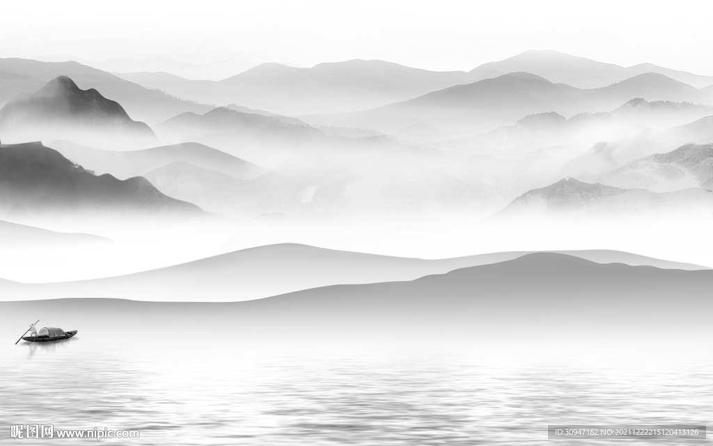 爆款灰色客厅山水 TIF分层