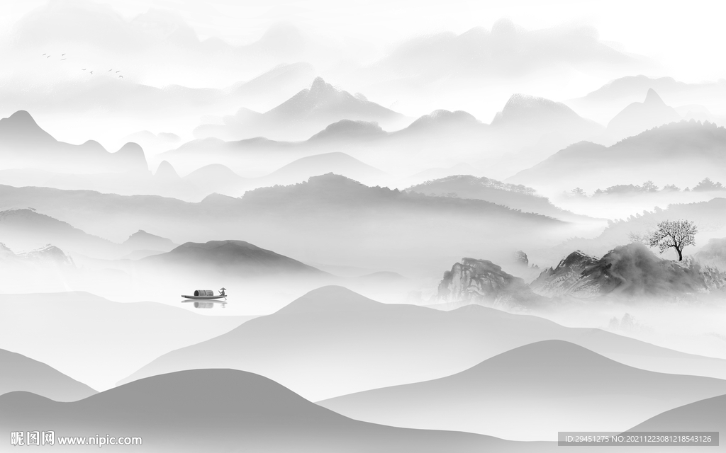 高档 山水电视背景 tif分层