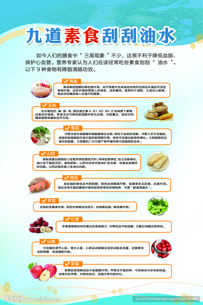 九道素食刮刮油水科普海报