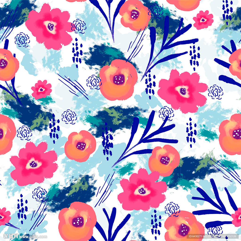 扎染花朵印花循环图案
