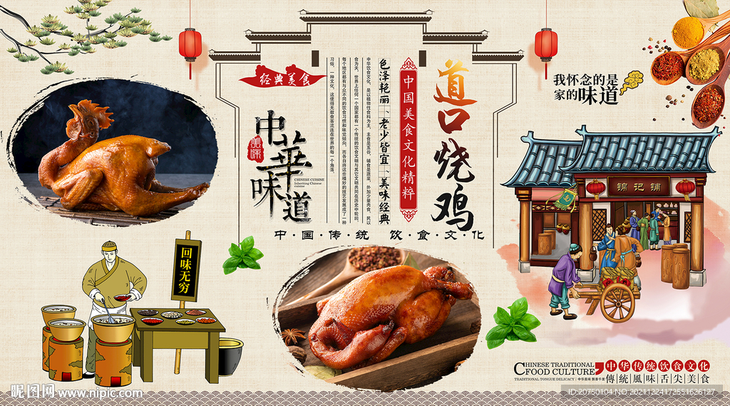 道口烧鸡背景墙