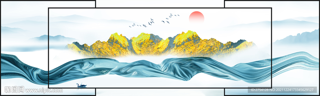 晶瓷画山水风景画抽象飘带