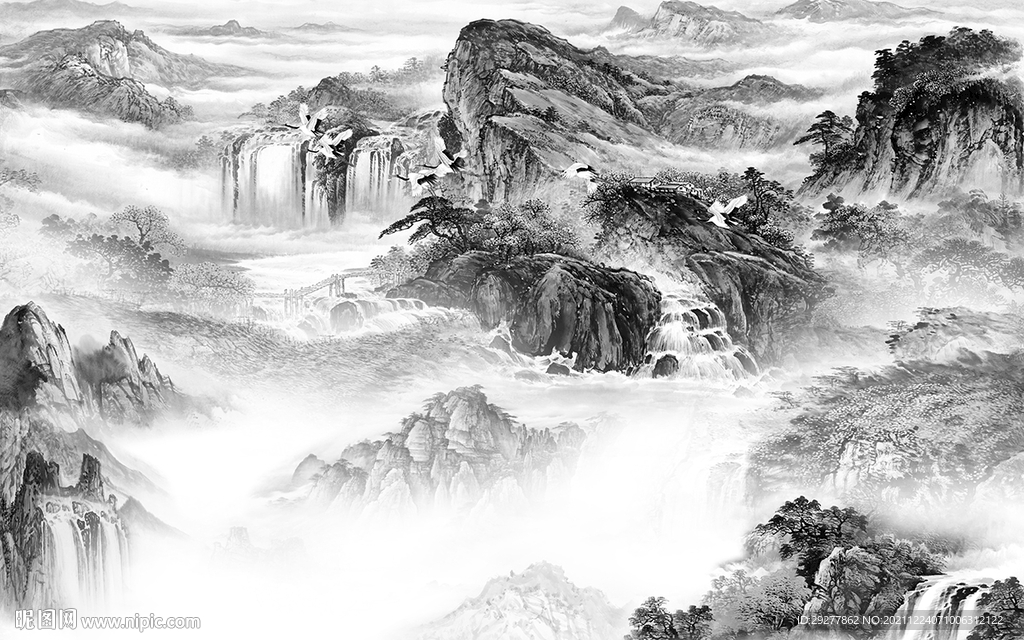 别墅灰色高雅山水 tif分层