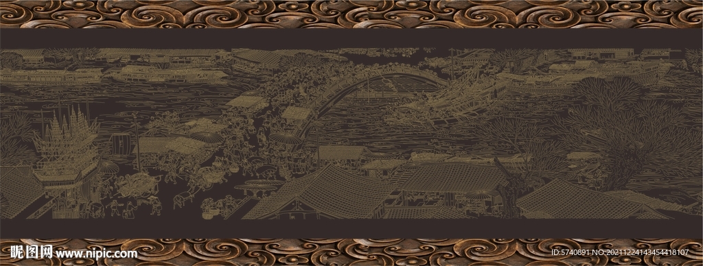 清明上河图局部线描稿