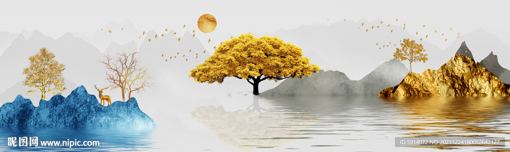 晶瓷画山水风景画树