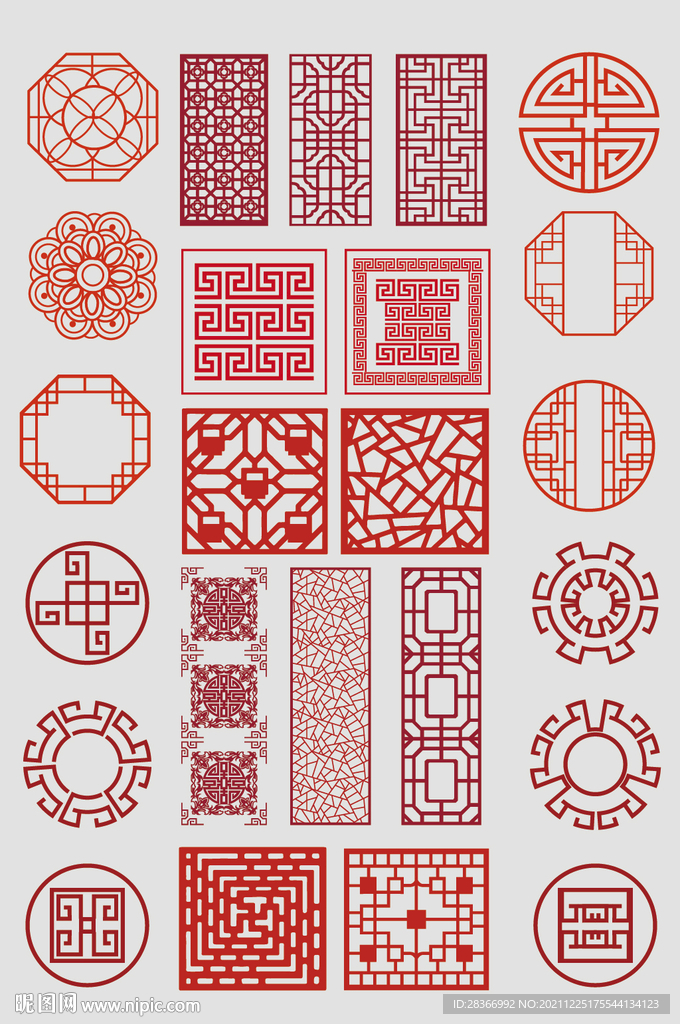 中式矢量花纹图案