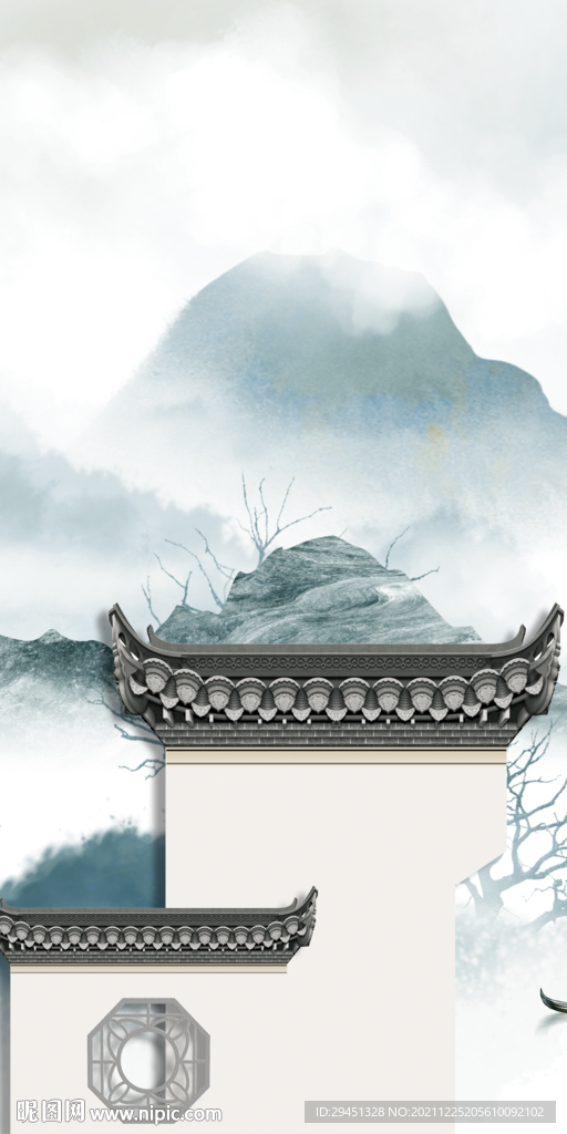 徽派玄关画背景 TIF分层图