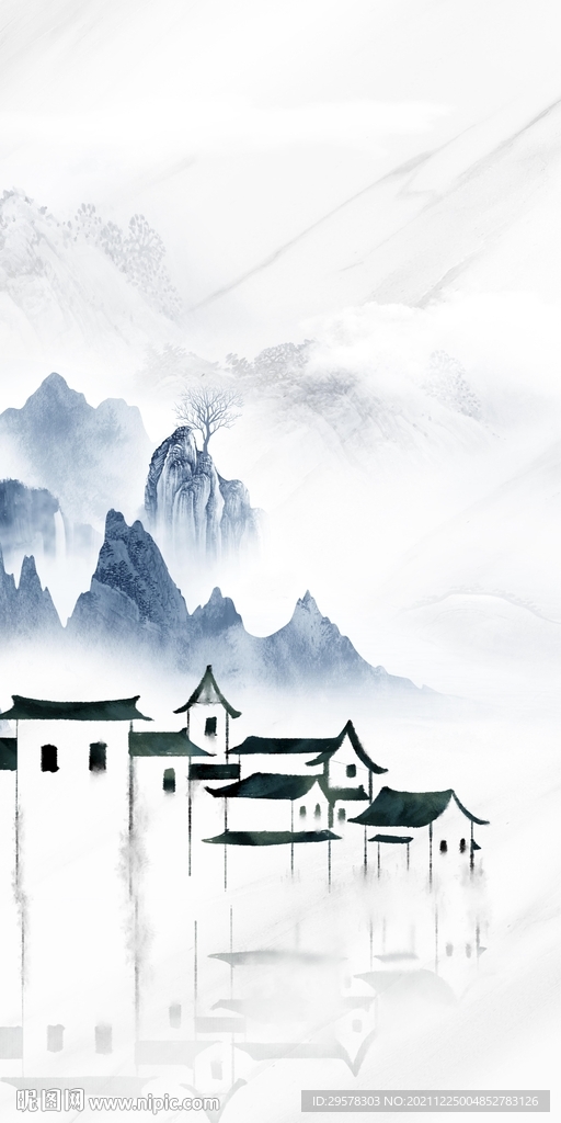 江南 玄关画山水图 文件分层 