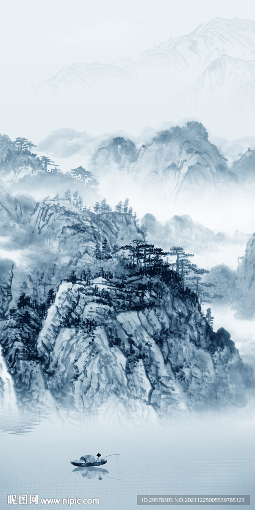 中国风高清新玄关画 文件分层 