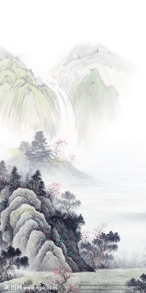 新款玄关画山水图 文件分层 