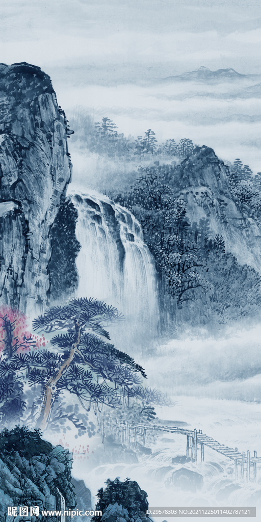 最新 玄关背景山水 文件分层 