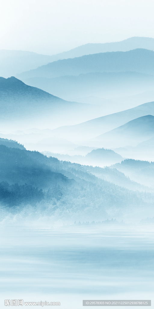 高端 玄关背景山水 文件分层 