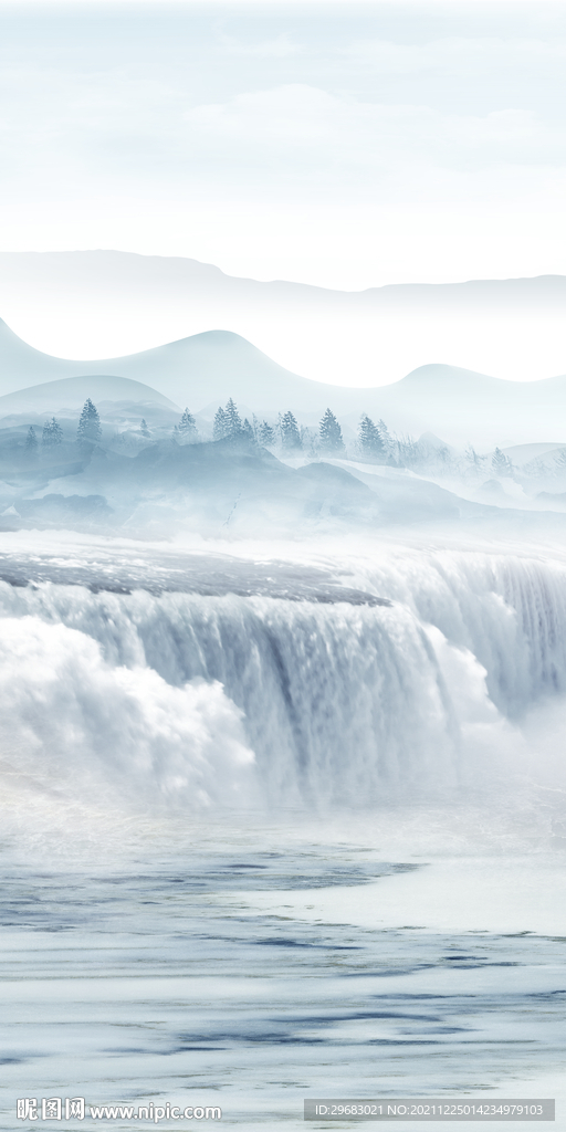 中国风背景玄关山水 TIF分层