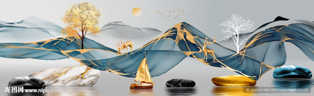 晶瓷画石头抽象线条